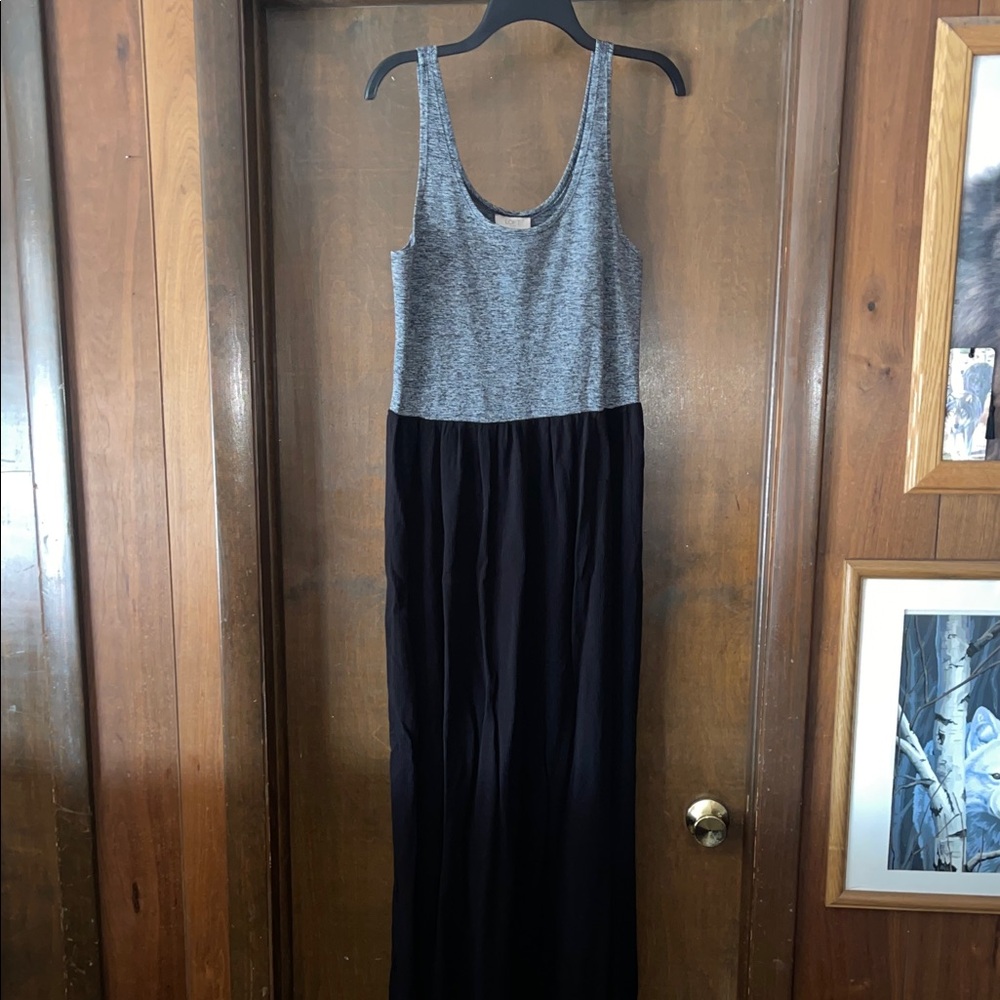 LOFT Gray and Black Maxi Dress